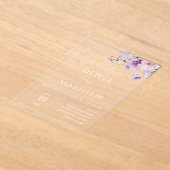 Lavande Purple Floral Mariage Acrylique Invitation (Poser)