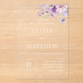 Lavande Purple Floral Mariage Acrylique Invitation (Recto)