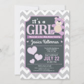 Lavande Purple Girl Baby shower Invitation (Devant)
