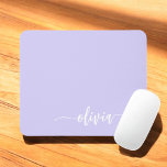 Lavande Purple Girl Script Monogramme Nom Moderne<br><div class="desc">Lavande Violet Monogramme Ajoutez Votre Propre Nom Mousepad (Pad Souris). Cela rend le cadeau parfait pour 16 ans,  mariage,  douche nuptiale,  anniversaire,  baby shower ou bachelorette pour quelqu'un qui aime le luxe glam et les styles chic.</div>