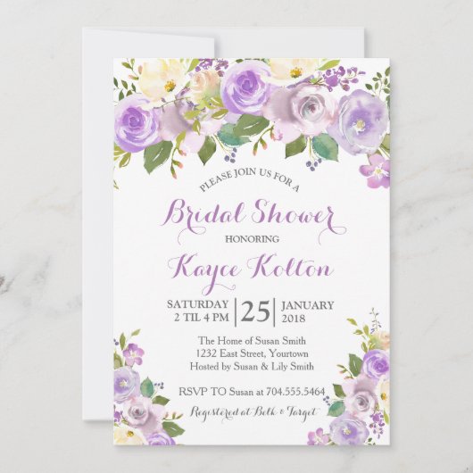 Lavande Purple invitation de douche nuptiale (Devant)