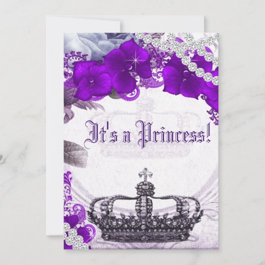 Lavande Purple Princesse Baby shower Invitation (Devant)