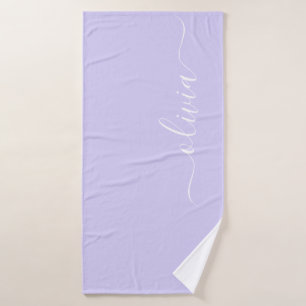 Lavande Purple Script Moderne Fille Monogramme Nom