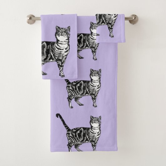 Lavande Purple Tabby Chat Chats Filles Ensemble de (En situation)