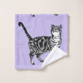 Lavande Purple Tabby Chat Chats Filles Ensemble de (Gant de toilette)