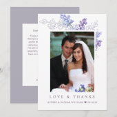 Lavande romantique Florale Mariage photo Merci (Devant / Derrière)