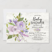 Lavande Rustique Floral BÉBÉ Douche Invitations (Devant)
