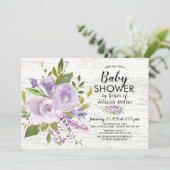 Lavande Rustique Floral BÉBÉ Douche Invitations (Debout devant)