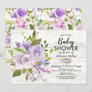Lavande Rustique Floral BÉBÉ Douche Invitations