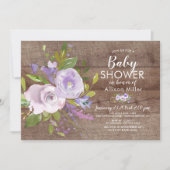Lavande Rustique Floral BÉBÉ Douche Invitations (Devant)