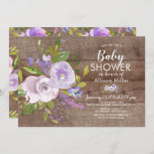 Lavande Rustique Floral BÉBÉ Douche Invitations (Devant / Derrière)