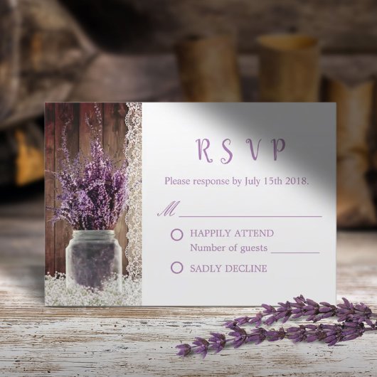 Lavande Rustique Floral Mason Jar Wedding RSVP