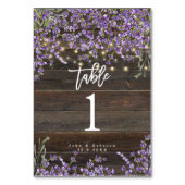 lavande rustique lumières mariage carte numéro de (Dos)