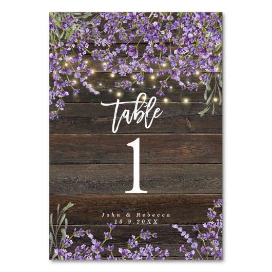 lavande rustique lumières mariage carte numéro de (Par défaut)