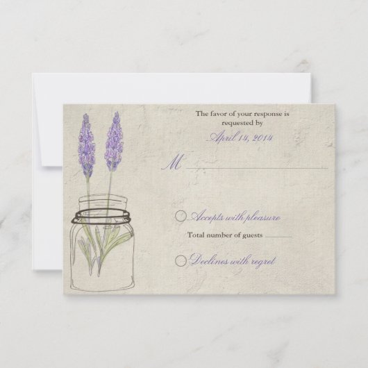 Lavande rustique Mason Jar RSVP | Mariage (Devant)