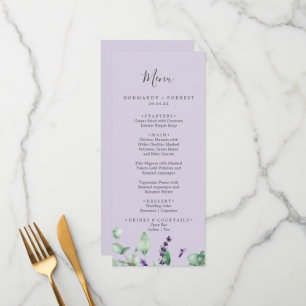 Lavande rustique   Menu Mariage violet clair