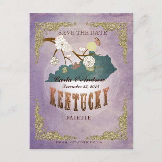 Lavande Save The Date - Carte du KY avec de beaux  (Devant)