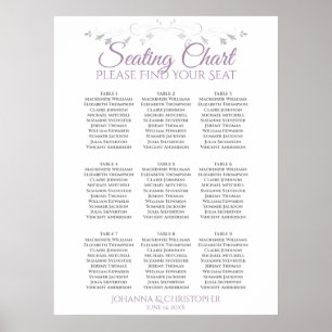 Lavande sur blanc Tableau Mariage de 9 tables