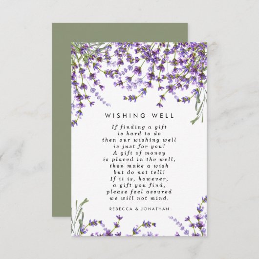 lavande vert fleuri mariage souhaitant bien carte (Devant / Derrière)