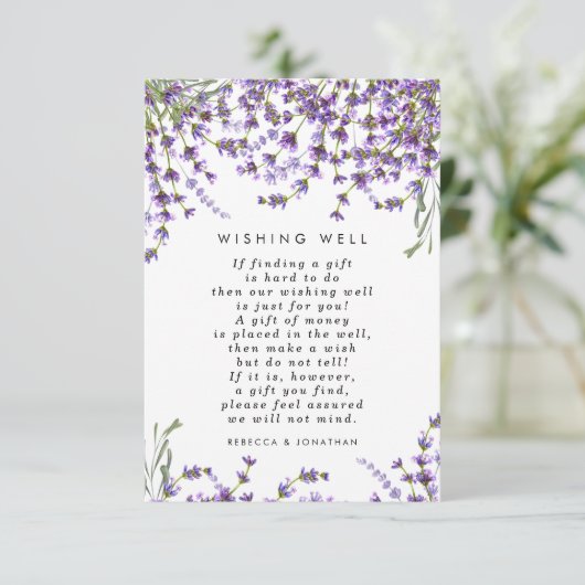 lavande vert fleuri mariage souhaitant bien carte (Debout devant)