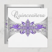 Lavande violet argenté Quinceanera Invitations (Devant / Derrière)