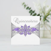 Lavande violet argenté Quinceanera Invitations (Debout devant)