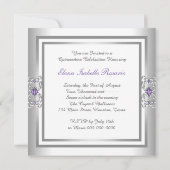 Lavande violet argenté Quinceanera Invitations (Dos)