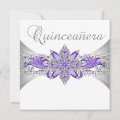 Lavande violet argenté Quinceanera Invitations (Devant)