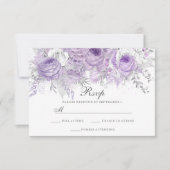 Lavande violet blanc argenté mariage RSVP (Devant)