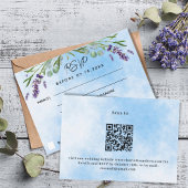 Lavande violet bleu menu QR réponse du mariage RSV