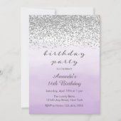 Lavande violet et argent Invitation d'anniversaire (Devant)