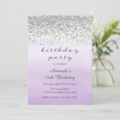 Lavande violet et argent Invitation d'anniversaire (Debout devant)