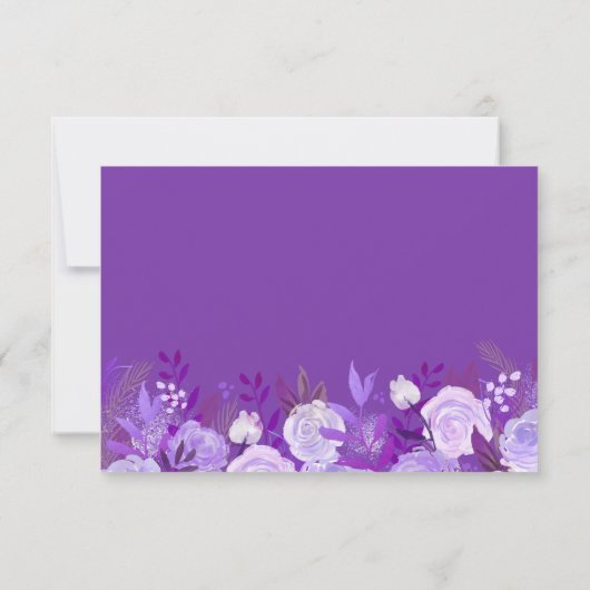 Lavande violet gris floral mariage de cadre RSVP (Dos)