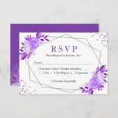 Lavande violet gris floral mariage de cadre RSVP (Devant / Derrière)