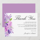 Lavande violet Mariage floral Carte de remerciemen (Devant / Derrière)