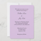 Lavande violet simple Faire-part de mariage (Devant)