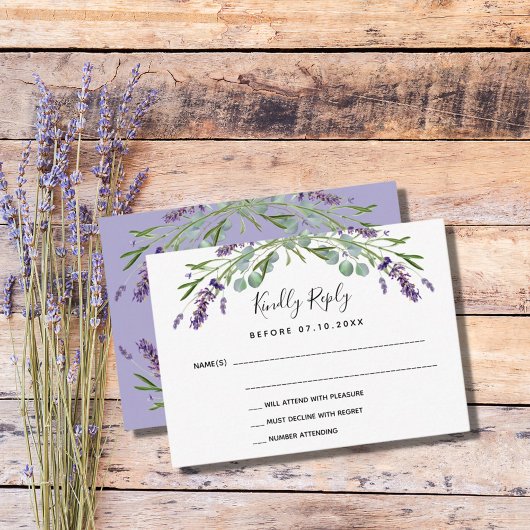 Lavande violet verdure réponse mariage RSVP