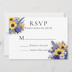 Lavande violette avec Cartes RSVP Sunflowers
