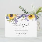 Lavande violette avec tournesol Merci Cartes (Debout devant)