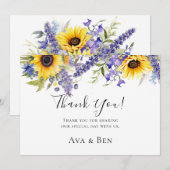 Lavande violette avec tournesol Merci Cartes (Devant / Derrière)