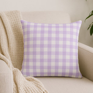 Lavande violette claire En vichy oreiller à lancer