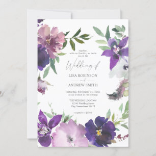 Lavande violette et Faire-part de mariage florale