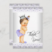 Lavande violette et Merci de Baby shower gris (Devant / Derrière)