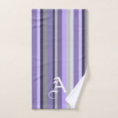 Lavande violette Gris Verticale rayé Personnalisé (Serviette à main)