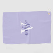 Lavande violette Monogramme Script Golf Serviette (Horizontal)