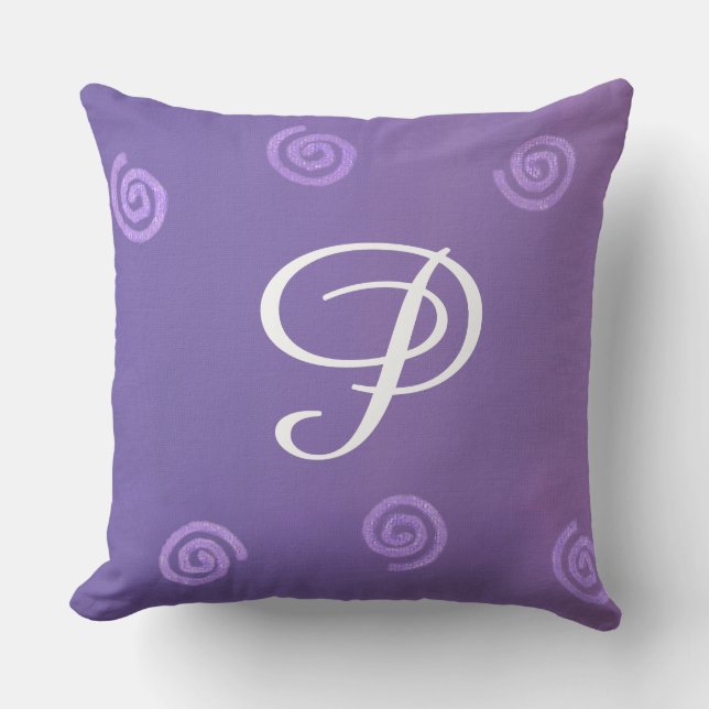Lavande violette rayonnante Coussins Monogrammes (Recto)