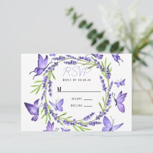 Lavande Wisteria & Papillons Mariage RSVP (Debout devant)