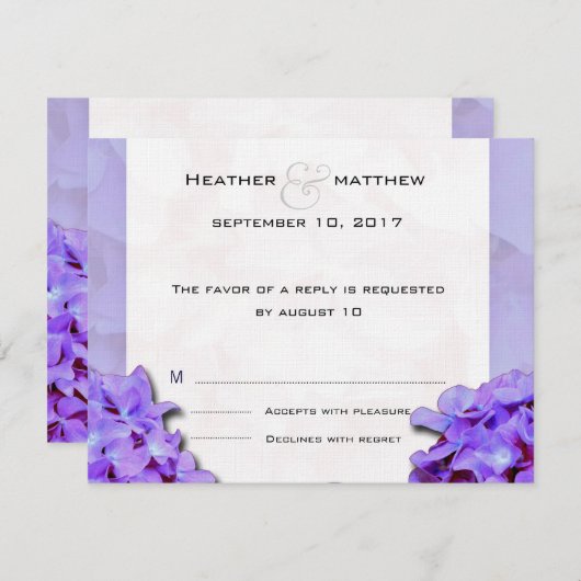 Lavander Hydrangeas RSVP (Devant / Derrière)
