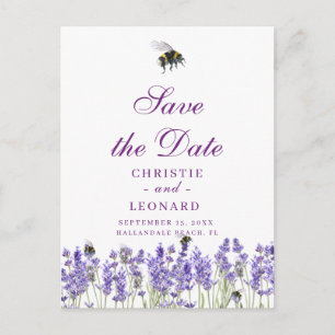 Lavander Paars eenvoudig sparen de datum Briefkaart