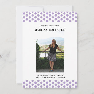 Lavander Polka Dots Foto Afstuderen Aankondiging